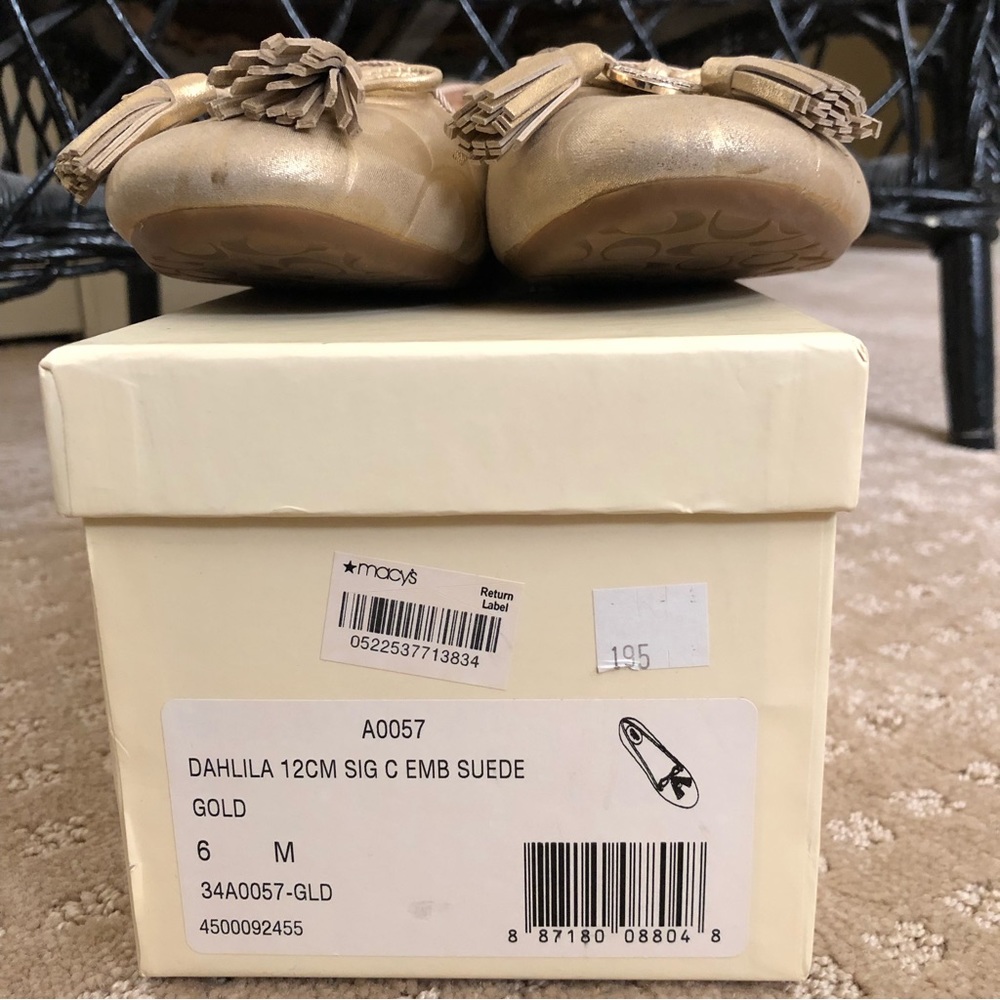 COACH Gold Leather Ballet Flats Size 6 - Picture 3 of 11